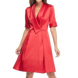 Gal Meets Glam Ruby Royal Satin Asymmetrical Collar Dress